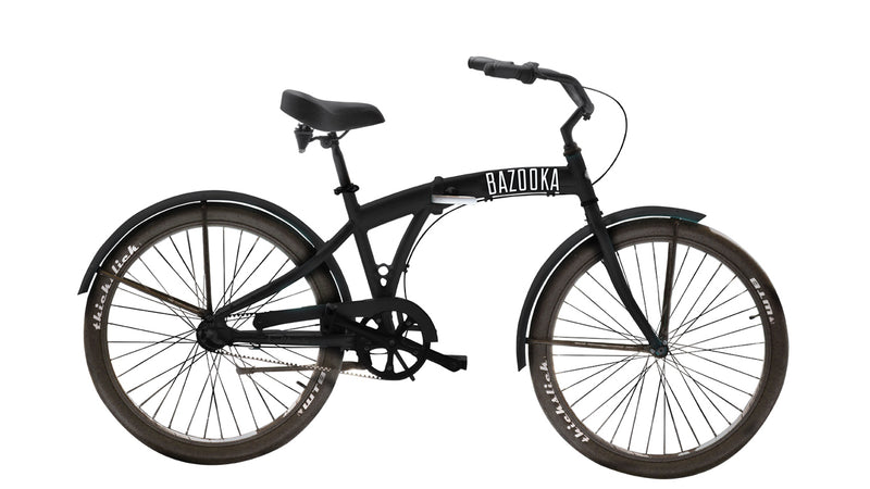 3 Speed Folding Beach Cruiser Bicycle Black Bazookabikes